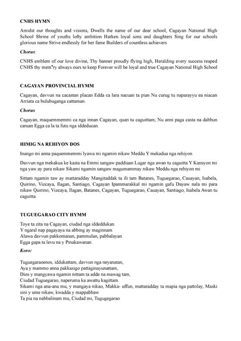 cnhs hymn lyrics|HOME .